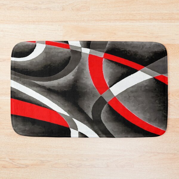 Item preview, Eighties Red White Grey Line Curve Pattern On Black designed and sold by taiche.