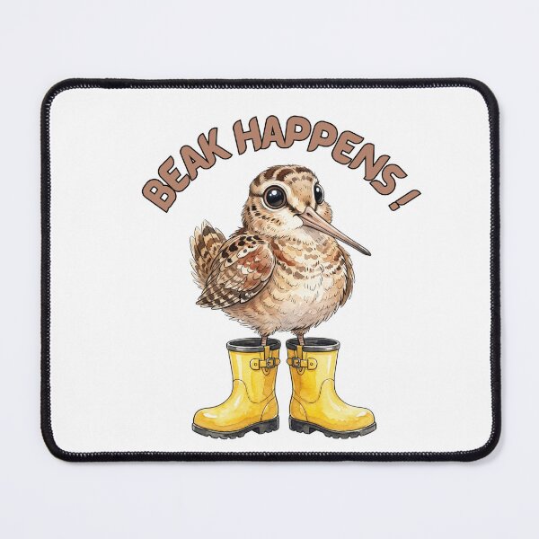 Item preview, American Woodcock Beak Happens | Cute Funny Rain Boots Bird designed and sold by HelgaCraftery.