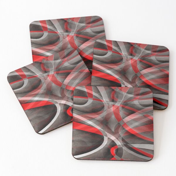 Item preview, Eighties Red On Grey Abstract Curve Pattern designed and sold by taiche.