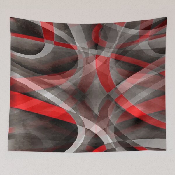 Item preview, Eighties Red On Grey Abstract Curve Pattern designed and sold by taiche.