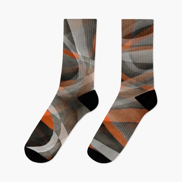 Item preview, Eighties Burned Orange On Grey  Abstract Curve Pattern designed and sold by taiche.