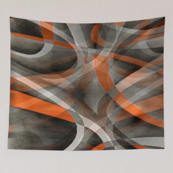 Item preview, Eighties Burned Orange On Grey  Abstract Curve Pattern designed and sold by taiche.
