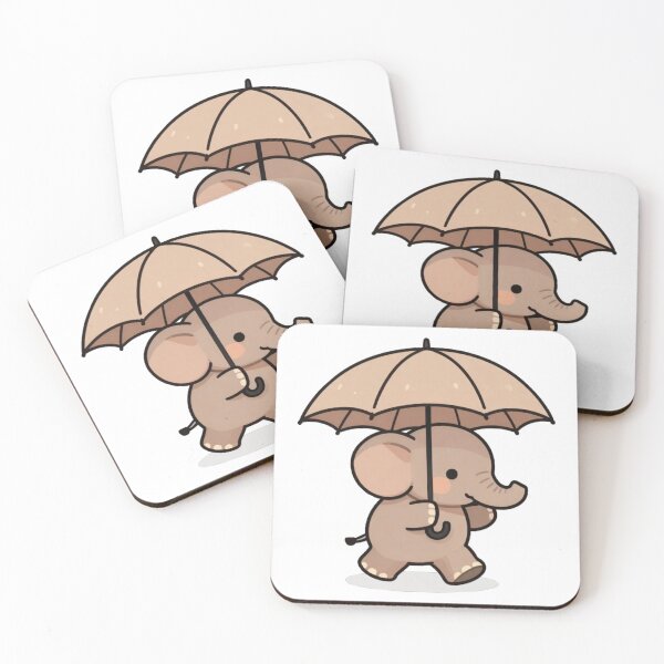 Item preview, An Adorable Little Elephant in a Rainy Day: Pastel Tone Brown designed and sold by DigitfanStudio.