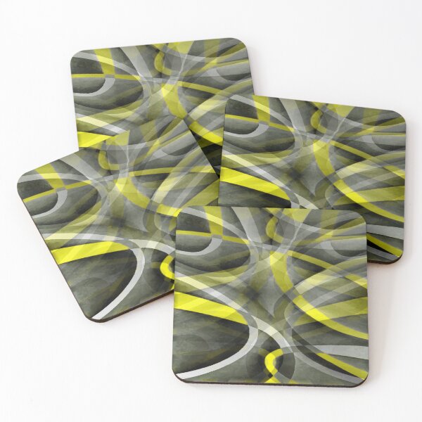 Item preview, Eighties Daffodil Yellow On Grey Abstract Curve Pattern designed and sold by taiche.