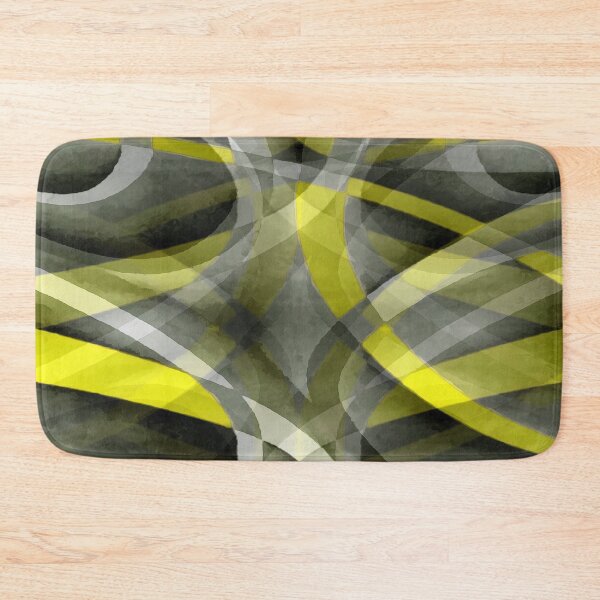 Item preview, Eighties Daffodil Yellow On Grey Abstract Curve Pattern designed and sold by taiche.
