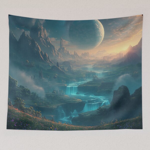 Item preview, Sacred Floating Kingdom Fantasy Alien Landscape designed and sold by Luminous Wilds.