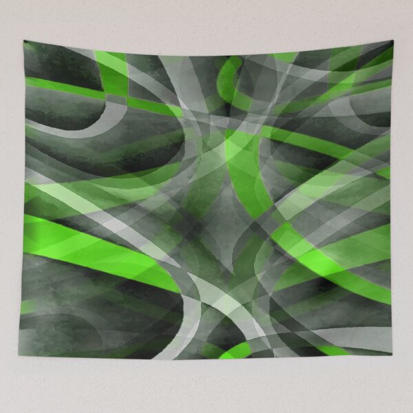 Item preview, Eighties Lime Green On Grey Abstract Curve Pattern designed and sold by taiche.