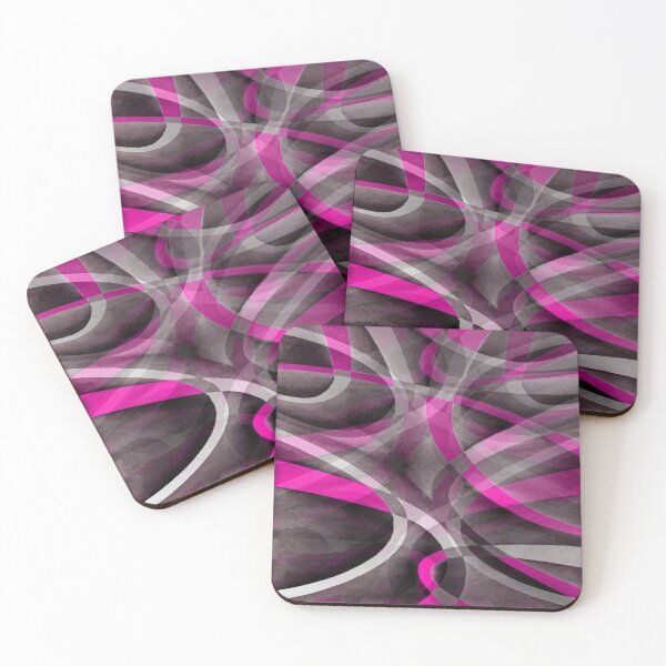 Item preview, Eighties Fucshia Pink On Grey Abstract Strip Pattern designed and sold by taiche.