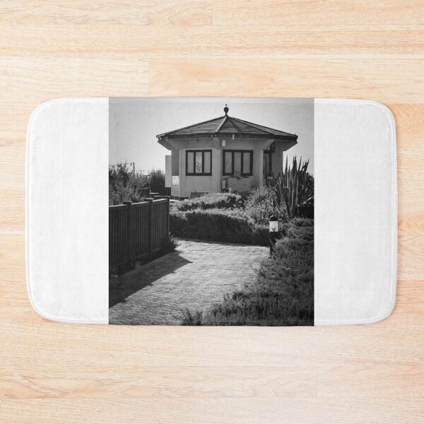 Item preview, Black and White Coastal Pavilion With Winding Pathway and Garden Shrubs Under Clear Sky designed and sold by Nmallia.
