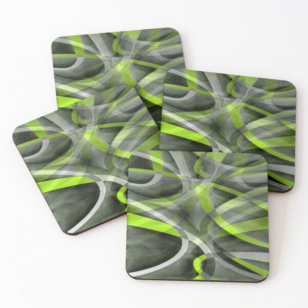Item preview, Eighties Lime Yellow On Grey Abstract Curve Pattern designed and sold by taiche.