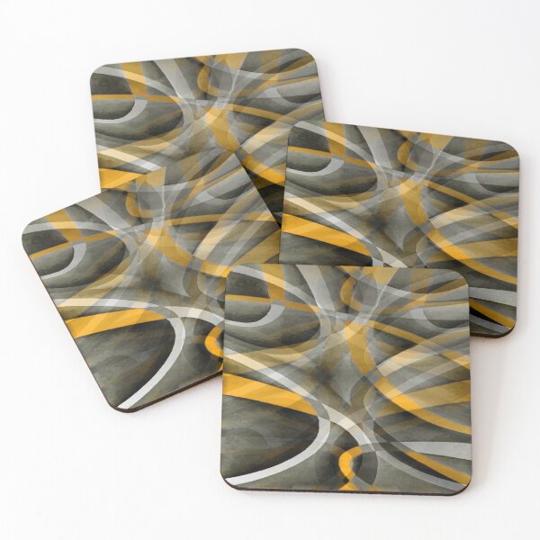 Item preview, Eighties Mustard Yellow On Grey Abstract Curve Pattern designed and sold by taiche.