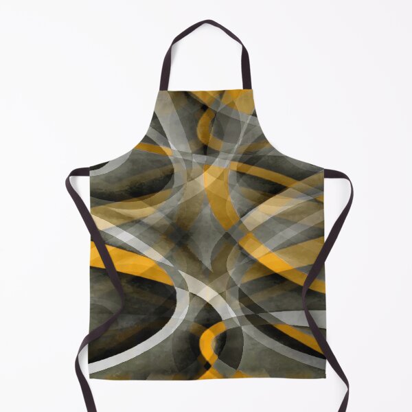 Item preview, Eighties Mustard Yellow On Grey Abstract Curve Pattern designed and sold by taiche.