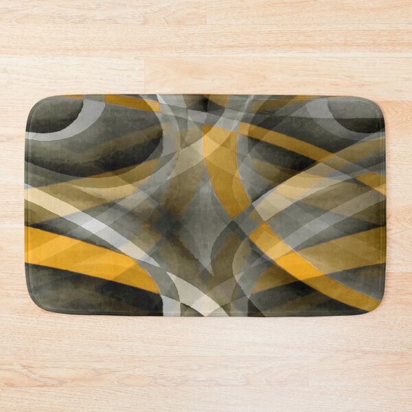 Item preview, Eighties Mustard Yellow On Grey Abstract Curve Pattern designed and sold by taiche.