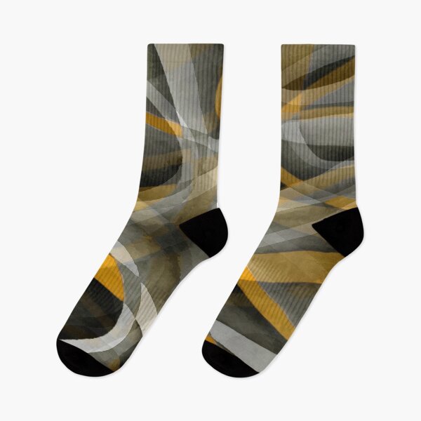 Item preview, Eighties Mustard Yellow On Grey Abstract Curve Pattern designed and sold by taiche.