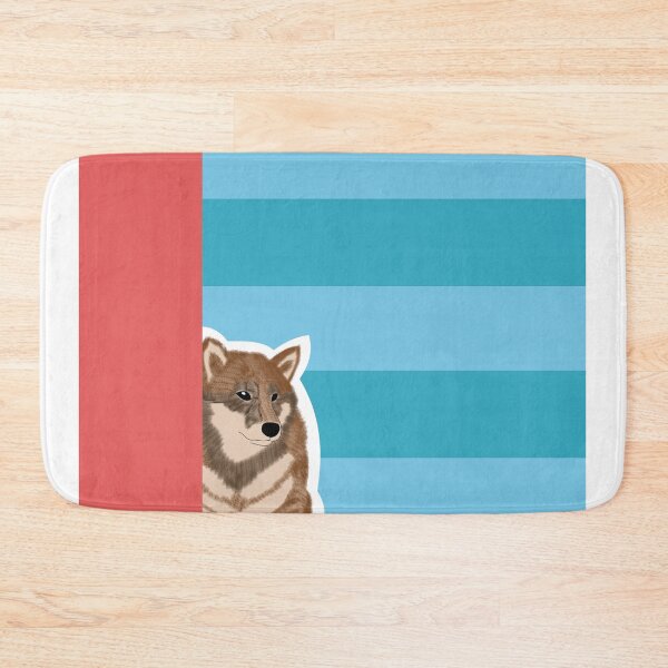 Item preview, 80's vibes colors (blue, red) with sesame Shiba Inu designed and sold by ShibaCruise-On.