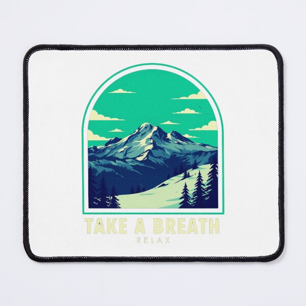 Item preview, Take A Breath Relax Mountain Landscape – Teal Retro Nature Illustration designed and sold by MerchlyMike.