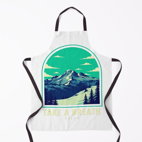 Item preview, Take A Breath Relax Mountain Landscape – Teal Retro Nature Illustration designed and sold by MerchlyMike.