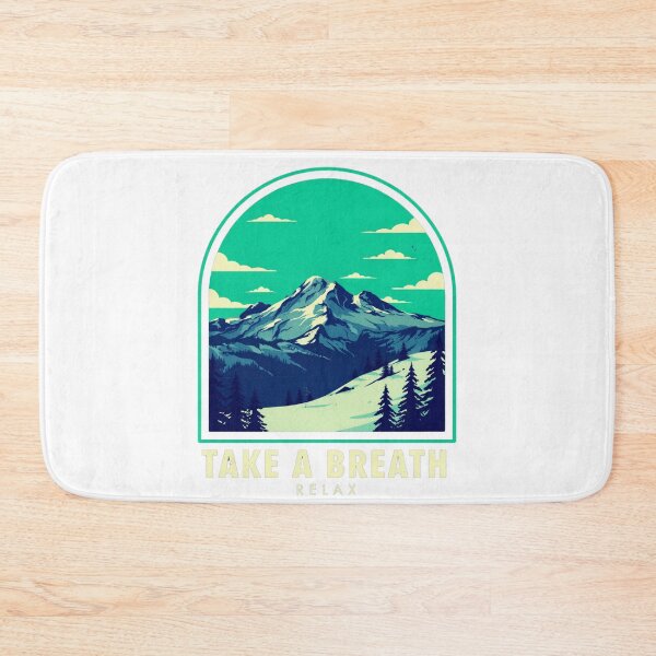 Item preview, Take A Breath Relax Mountain Landscape – Teal Retro Nature Illustration designed and sold by MerchlyMike.