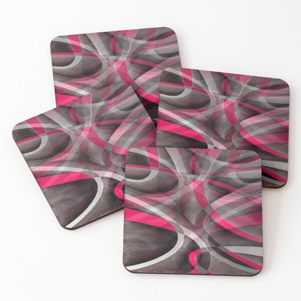 Item preview, Eighties Rose Pink On Grey Abstract Curve Pattern designed and sold by taiche.