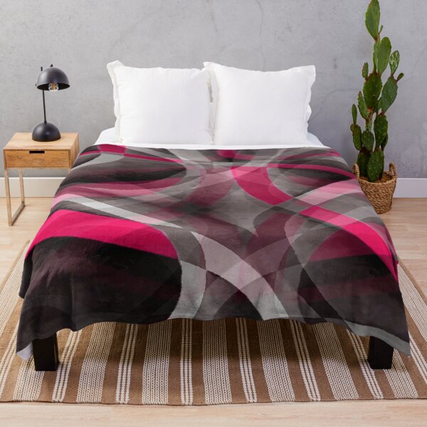 Item preview, Eighties Rose Pink On Grey Abstract Curve Pattern designed and sold by taiche.