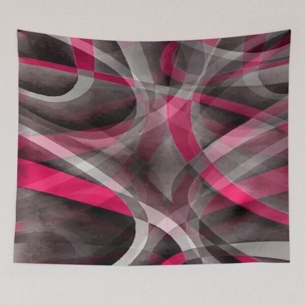 Item preview, Eighties Rose Pink On Grey Abstract Curve Pattern designed and sold by taiche.