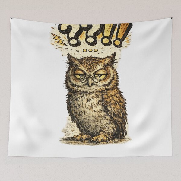 Item preview, Confused Grumpy Owl Question Marks Funny Art – Sarcastic Glasses Owl Humor | Owl Lover Gift designed and sold by irfanshikh.