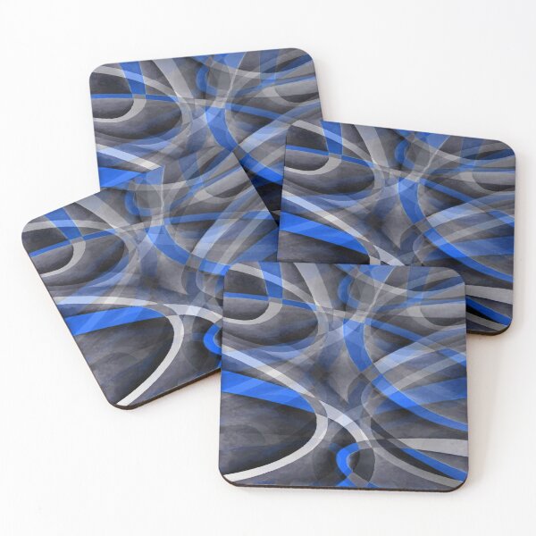 Item preview, Eighties Mid Blue On Grey Abstract Curve Pattern designed and sold by taiche.