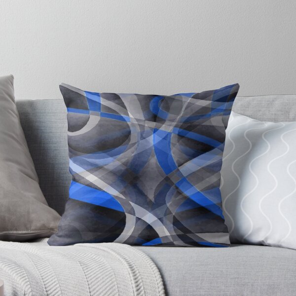 Item preview, Eighties Mid Blue On Grey Abstract Curve Pattern designed and sold by taiche.
