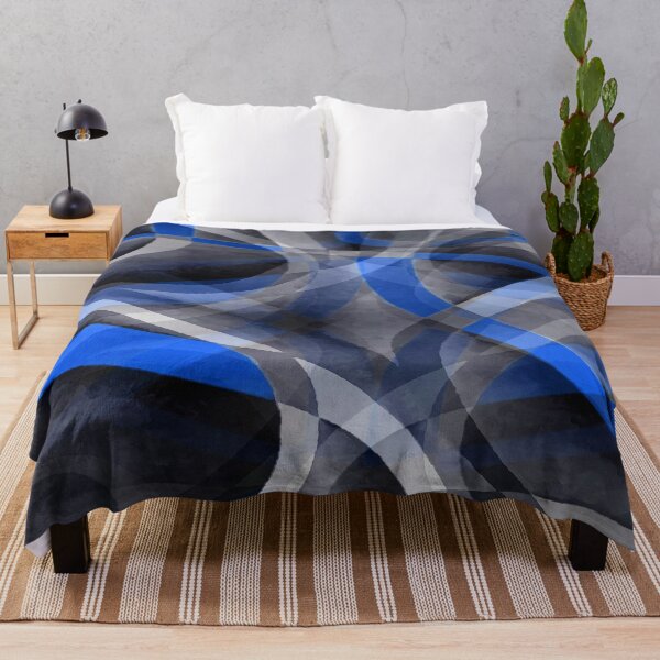 Item preview, Eighties Mid Blue On Grey Abstract Curve Pattern designed and sold by taiche.