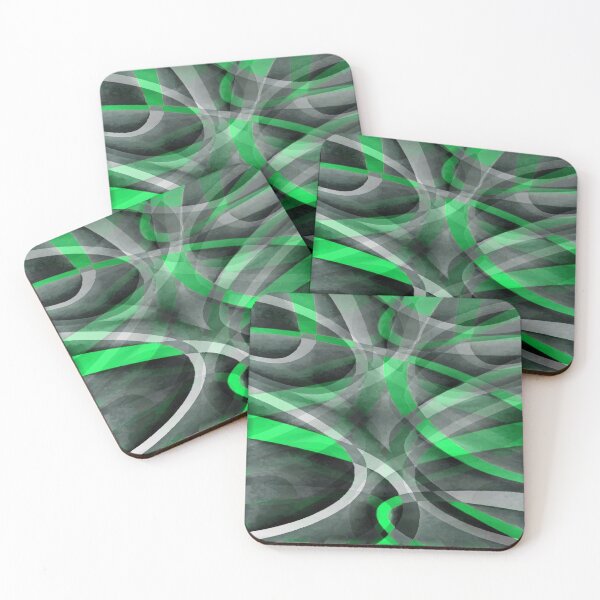 Item preview, Eighties Green On Grey Abstract Curve Pattern designed and sold by taiche.