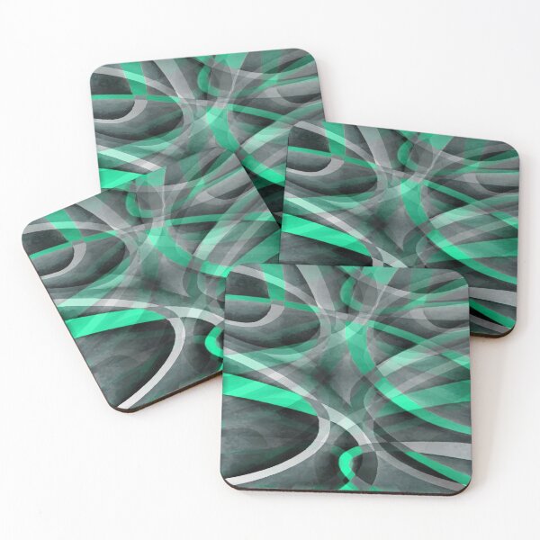 Item preview, Eighties Aqua Green On Grey Abstract Curve Pattern designed and sold by taiche.