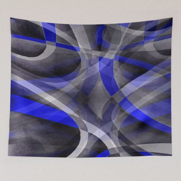 Item preview, Eighties Bright Royal Blue On Grey Abstract Curve Pattern designed and sold by taiche.
