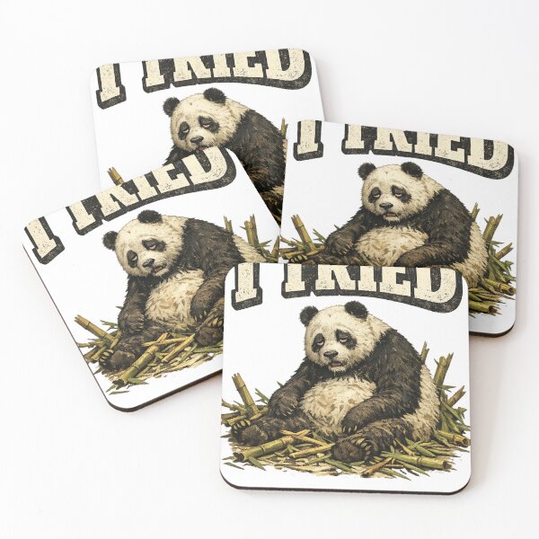 Item preview, I Tried Exhausted Panda Bamboo Funny Art – Relatable Tired Humor | Funny Gift for Students designed and sold by irfanshikh.