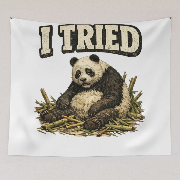 Item preview, I Tried Exhausted Panda Bamboo Funny Art – Relatable Tired Humor | Funny Gift for Students designed and sold by irfanshikh.