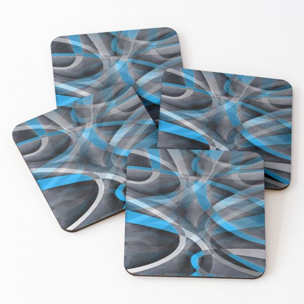 Item preview, Eighties Cerulean Blue On Grey Abstract Curve Pattern designed and sold by taiche.