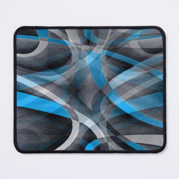 Item preview, Eighties Cerulean Blue On Grey Abstract Curve Pattern designed and sold by taiche.