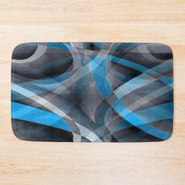 Item preview, Eighties Cerulean Blue On Grey Abstract Curve Pattern designed and sold by taiche.