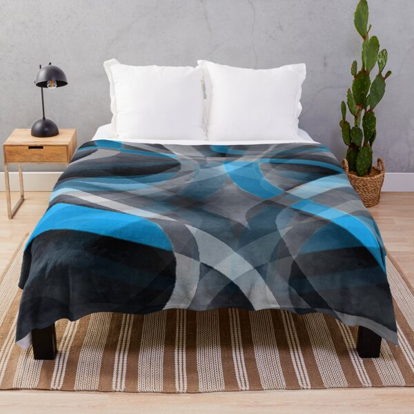 Item preview, Eighties Cerulean Blue On Grey Abstract Curve Pattern designed and sold by taiche.