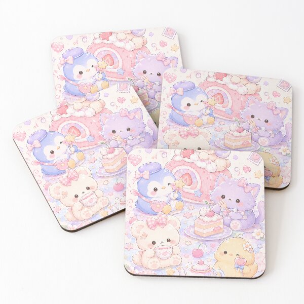 Item preview, Pastel Cloud Friends ☁️⭐ Kawaii Animal Print designed and sold by StarbunStudio.