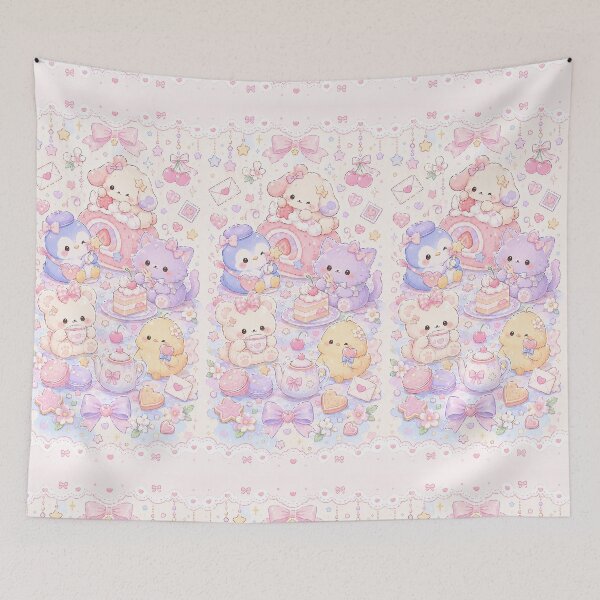 Item preview, Pastel Cloud Friends ☁️⭐ Kawaii Animal Print designed and sold by StarbunStudio.