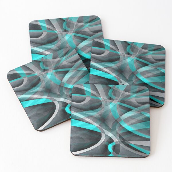 Item preview, Eighties Turquoise On Grey Abstract Curve Pattern designed and sold by taiche.