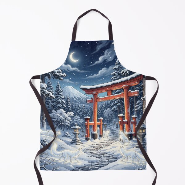 Item preview, Peaceful Japanese Winter Landscape - Glowing Red Torii Gate and Snow Foxes designed and sold by Hikariha Studio.