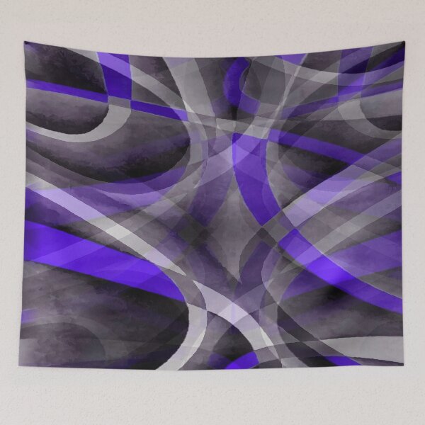 Item preview, Eighties Violet Blue On Grey Abstract Curve Pattern designed and sold by taiche.