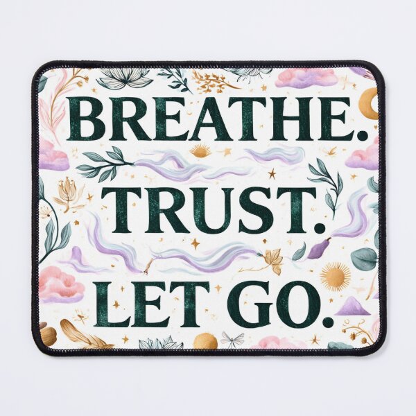 Item preview, Breathe Trust Let Go Typography – Elegant Yoga Wellness Pattern designed and sold by OpenDreamArts.