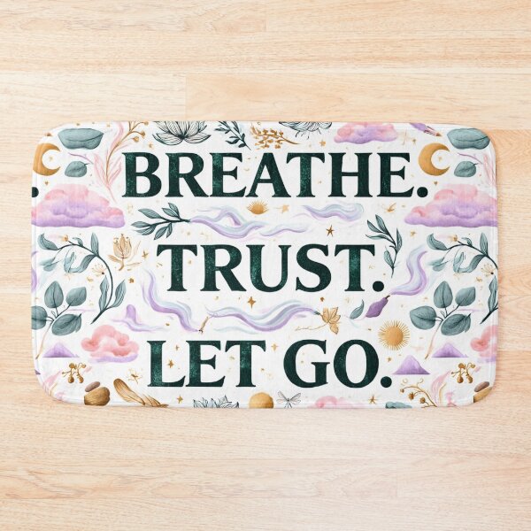 Item preview, Breathe Trust Let Go Typography – Elegant Yoga Wellness Pattern designed and sold by OpenDreamArts.