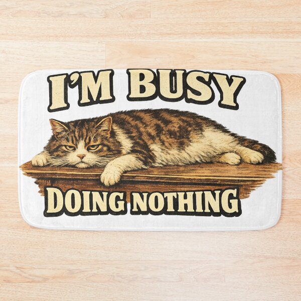 Item preview, Im Busy Doing Nothing Grumpy Flat Cat Shelf Art – Funny Lazy Cat Humor | Cat Lover Gift designed and sold by irfanshikh.