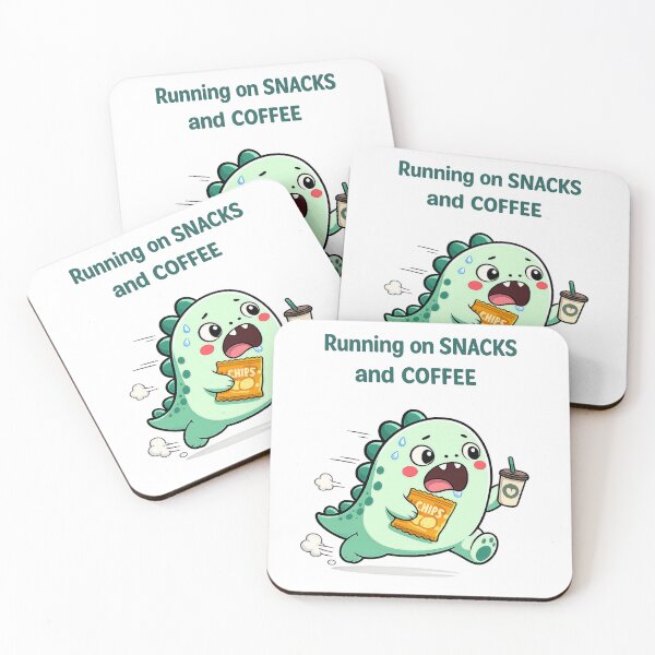 Item preview, Running on Snacks and Coffee Cute Dinosaur Sticker designed and sold by Dash's .