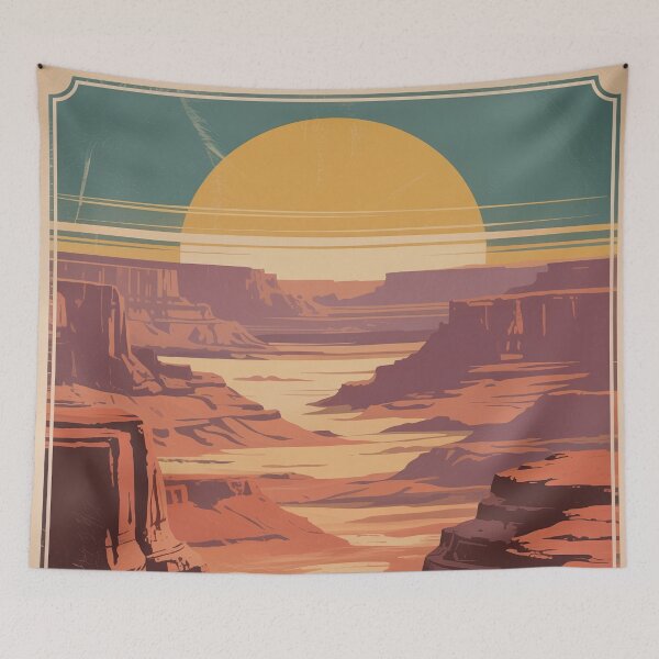 Item preview, Vintage National Park Travel Poster – Retro Desert Canyon Sunset Wall Art designed and sold by Tamas Das.