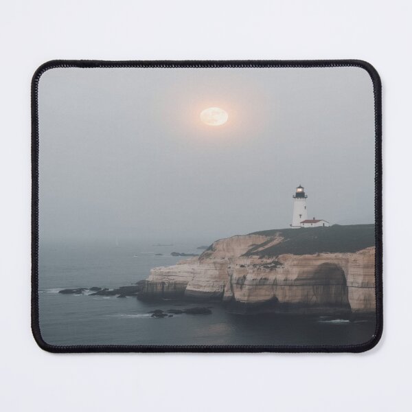 Item preview, Moonlit Coastal Beacon | Luxury Lighthouse Wall Art | Minimalist Ocean Landscape Print designed and sold by VeloraNature.