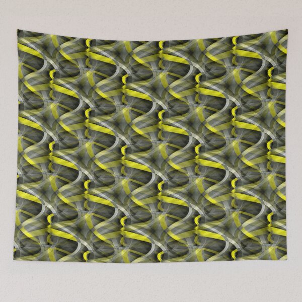 Item preview, Eighties Beautiful Yellow On Grey Abstract Curve Repeat Pattern designed and sold by taiche.